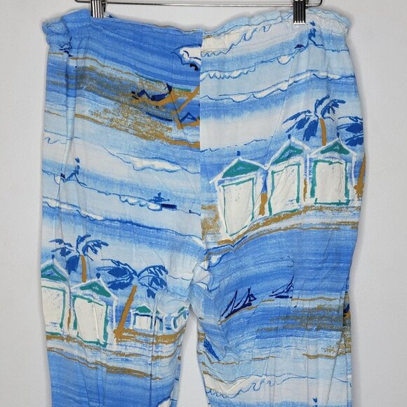 Jam's World‎ Medium Coastal Print Blue Drawstring Cropped Pants Women's M - Picture 4 of 6